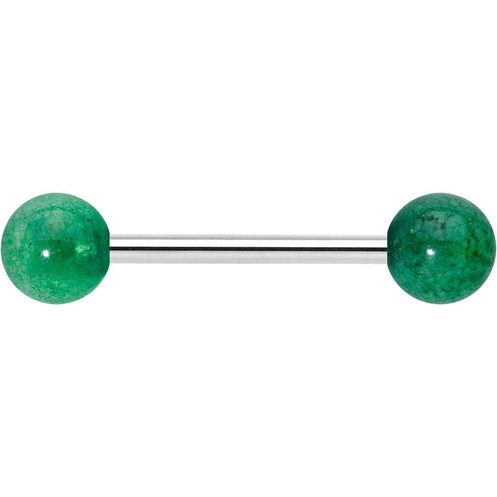 Elegant Green Jade Barbell Tongue Ring