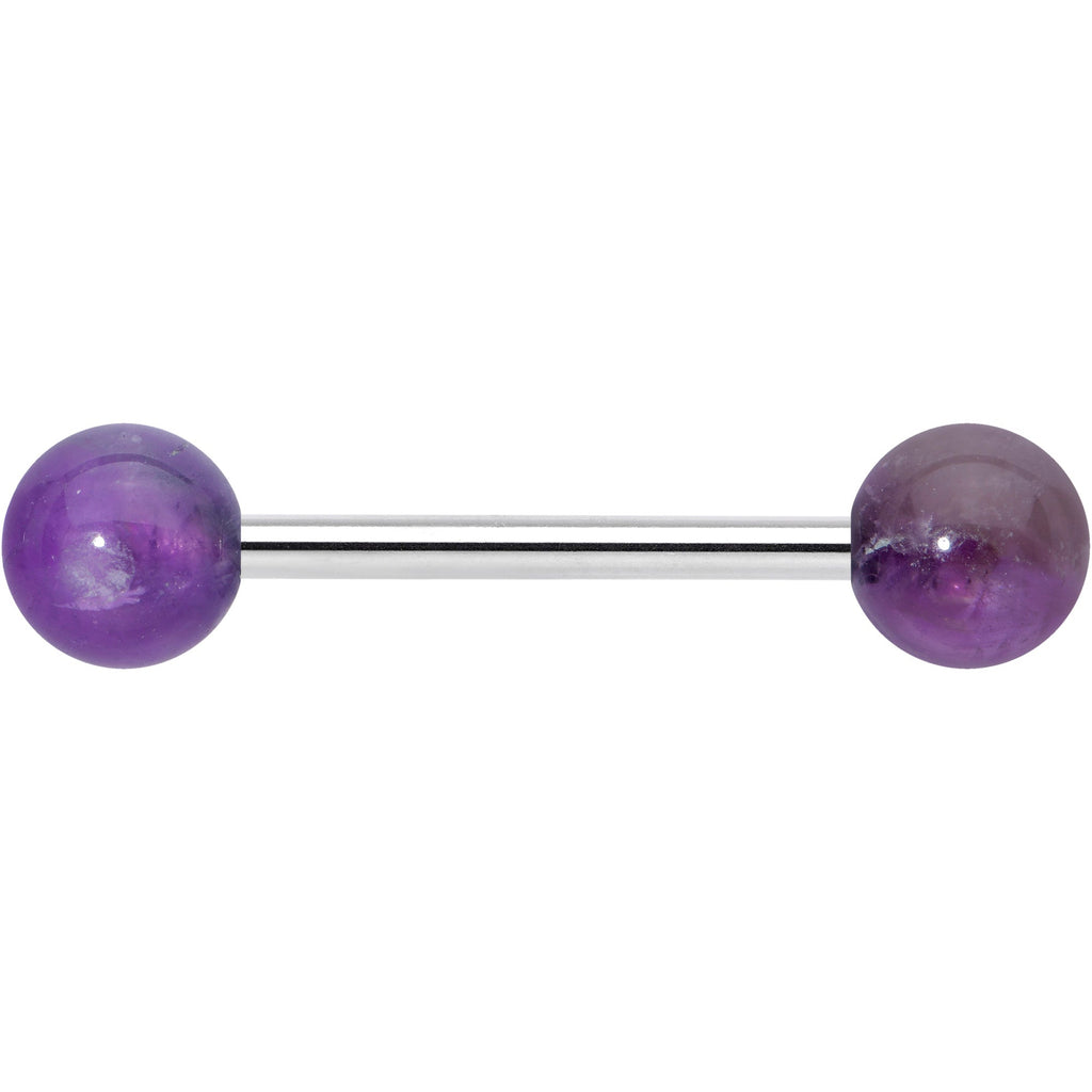 Elegant Purple Amethyst Barbell Tongue Ring