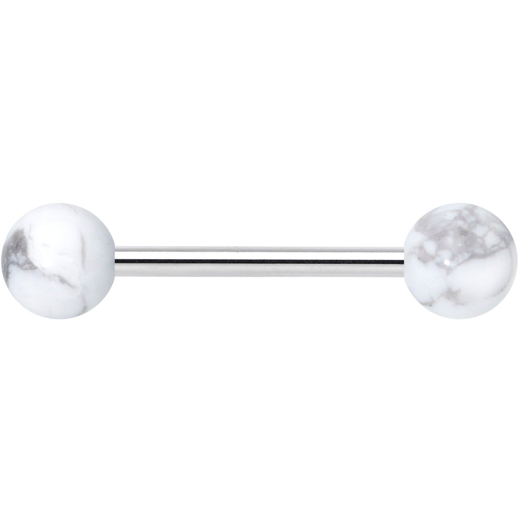 Elegant White Howlite Barbell Tongue Ring