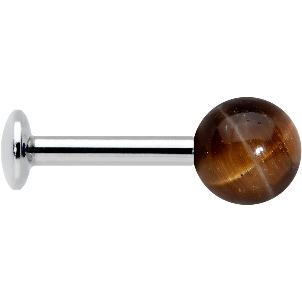 16G 1/4 Elegant Brown Tiger Eye Internal Threaded Labret Tragus