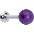 16G 1/4 Elegant Purple Amethyst Internal Threaded Labret Tragus