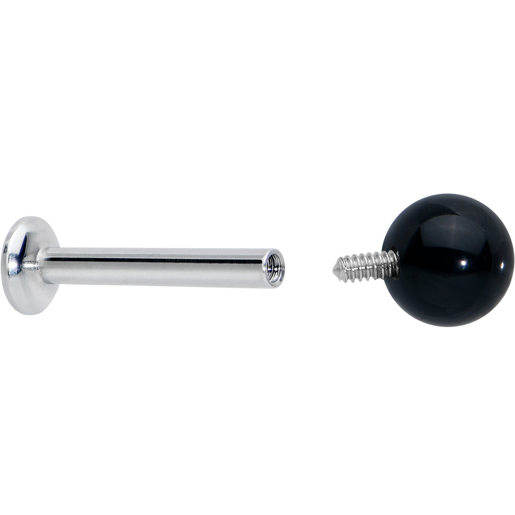 16G 5/16 Elegant Black Agate Internally Threaded Labret Tragus