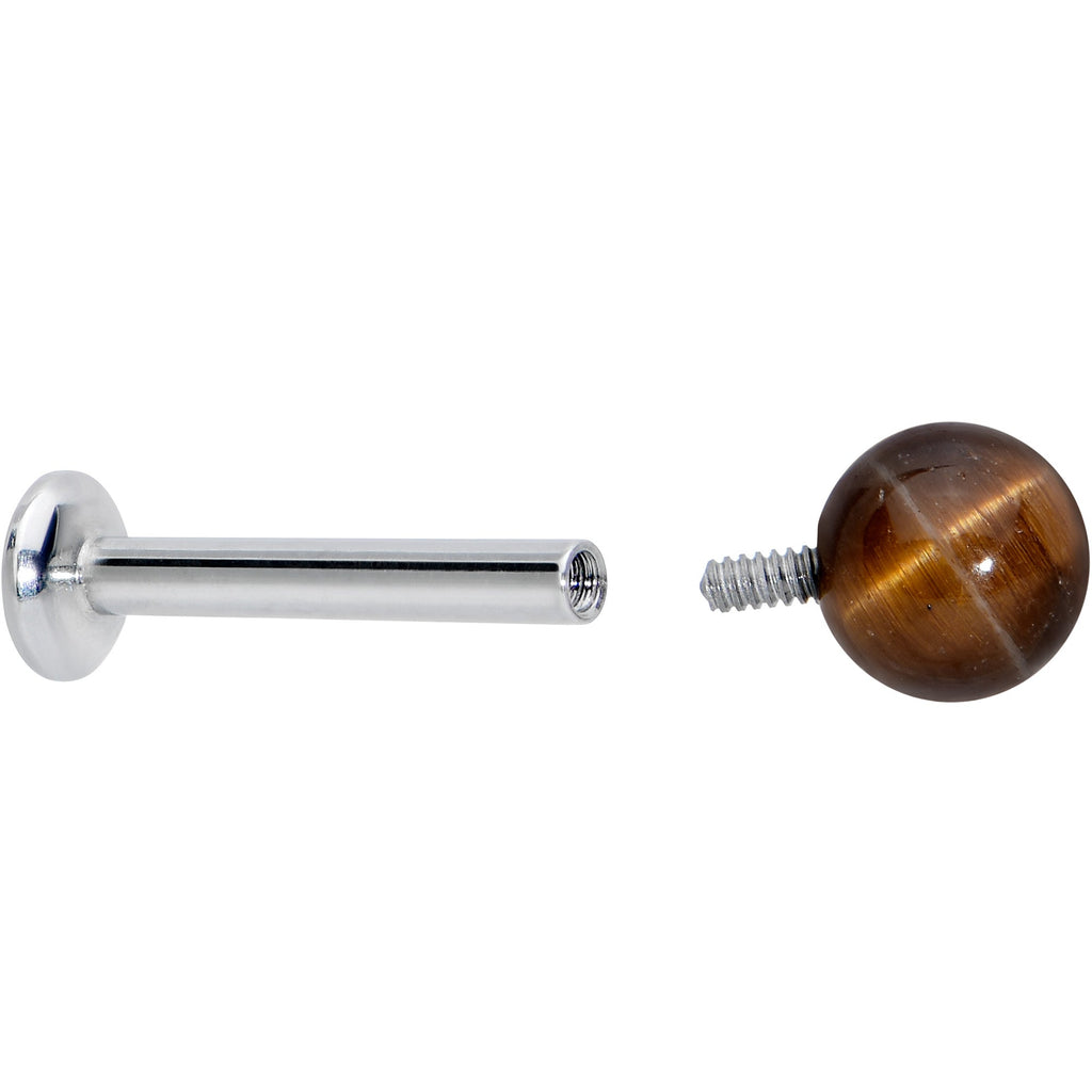 16G 5/16 Elegant Brown Tiger Eye Internal Threaded Labret Tragus