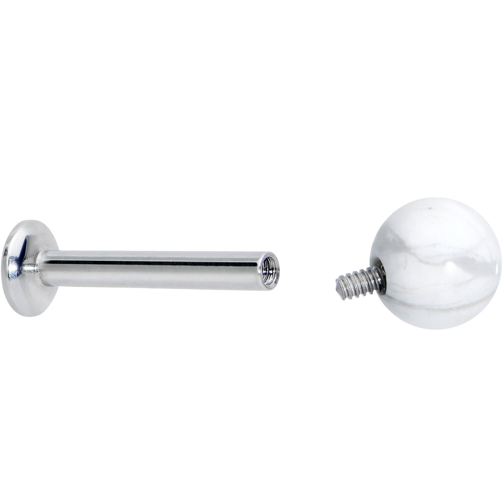 16G 5/16 Elegant White Howlite Internally Threaded Labret Tragus