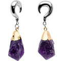 2G Purple Stone Point Curved Taper Ear Weights