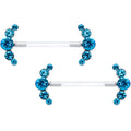 14G 13/16 Blue Gem Bioplast Simple Curvation Barbell Nipple Ring Set