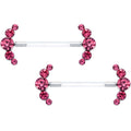14G 13/16 Pink Gem Bioplast Simple Curvation Barbell Nipple Ring Set