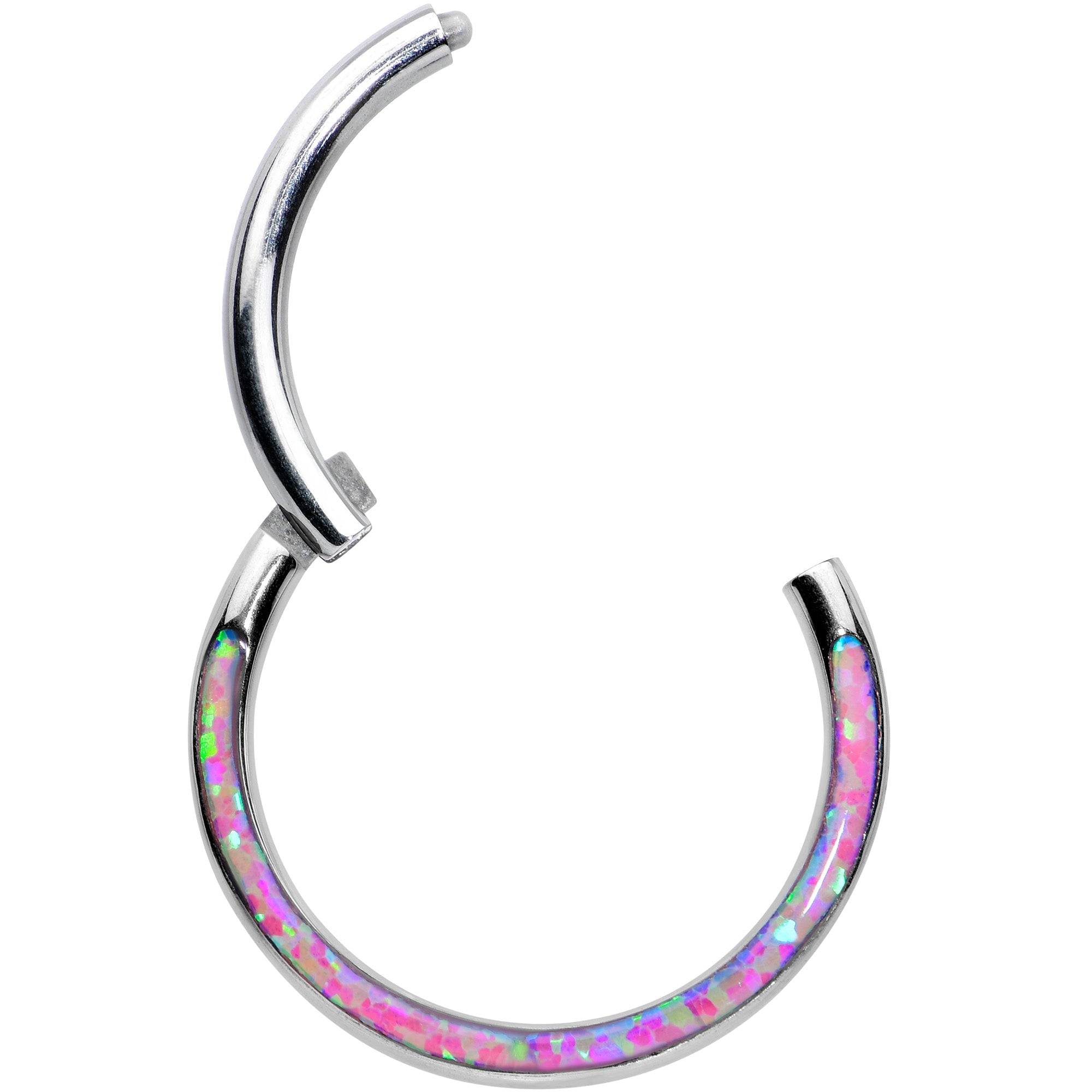 16G 3/8 Purple Synthetic Opal Wider Curve Hinged Segment Ring