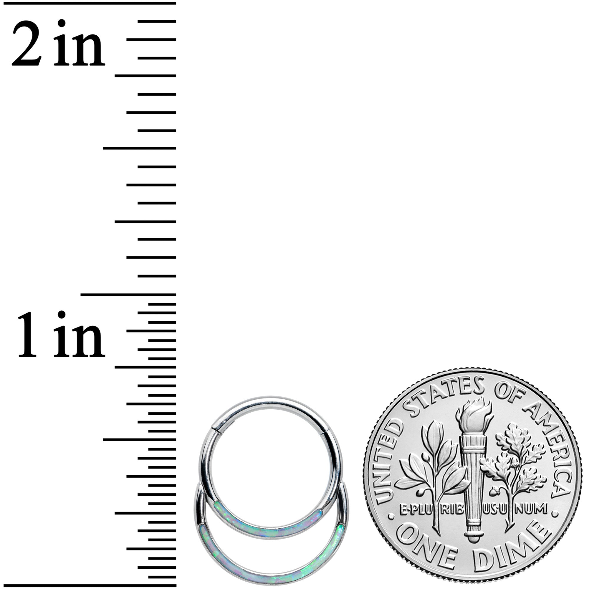 16G 3/8 Green Synthetic Opal Double Row Hinged Segment Ring