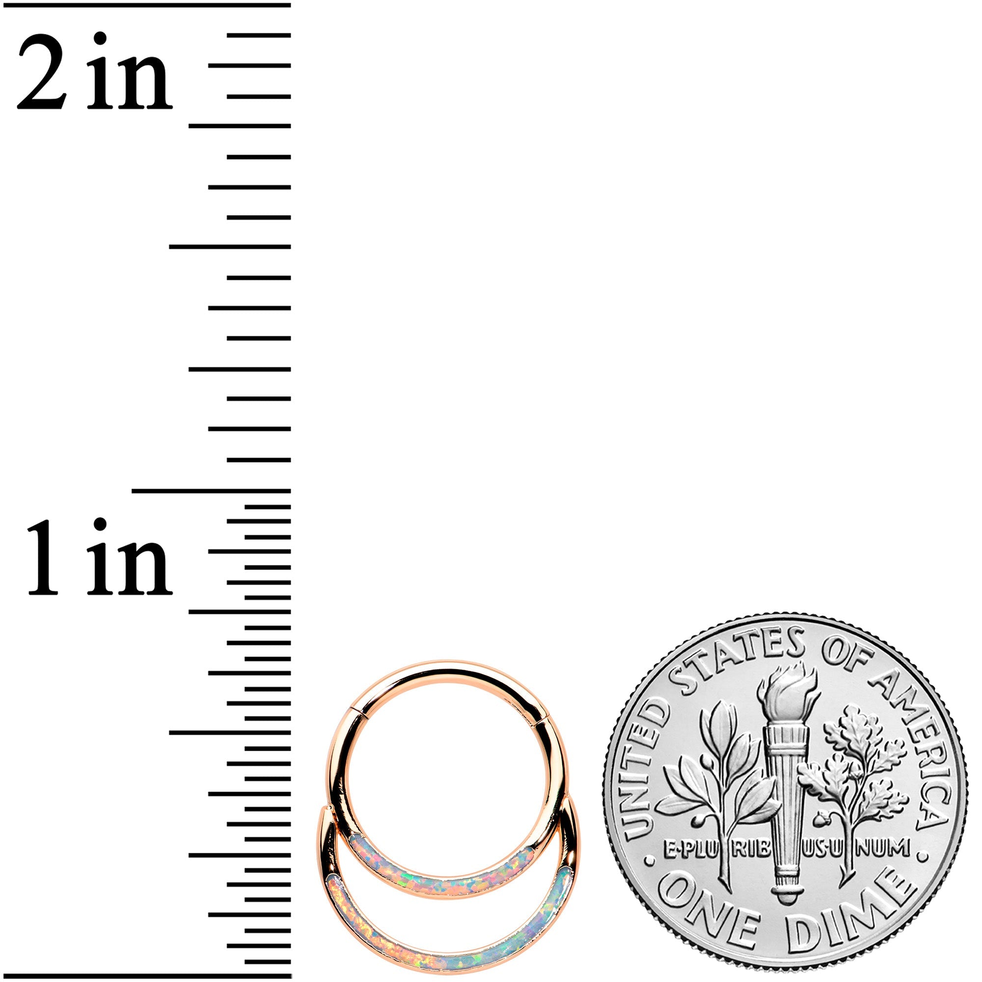 16G 3/8 White Synth Opal Rosy Tone Double Row Hinged Segment Ring