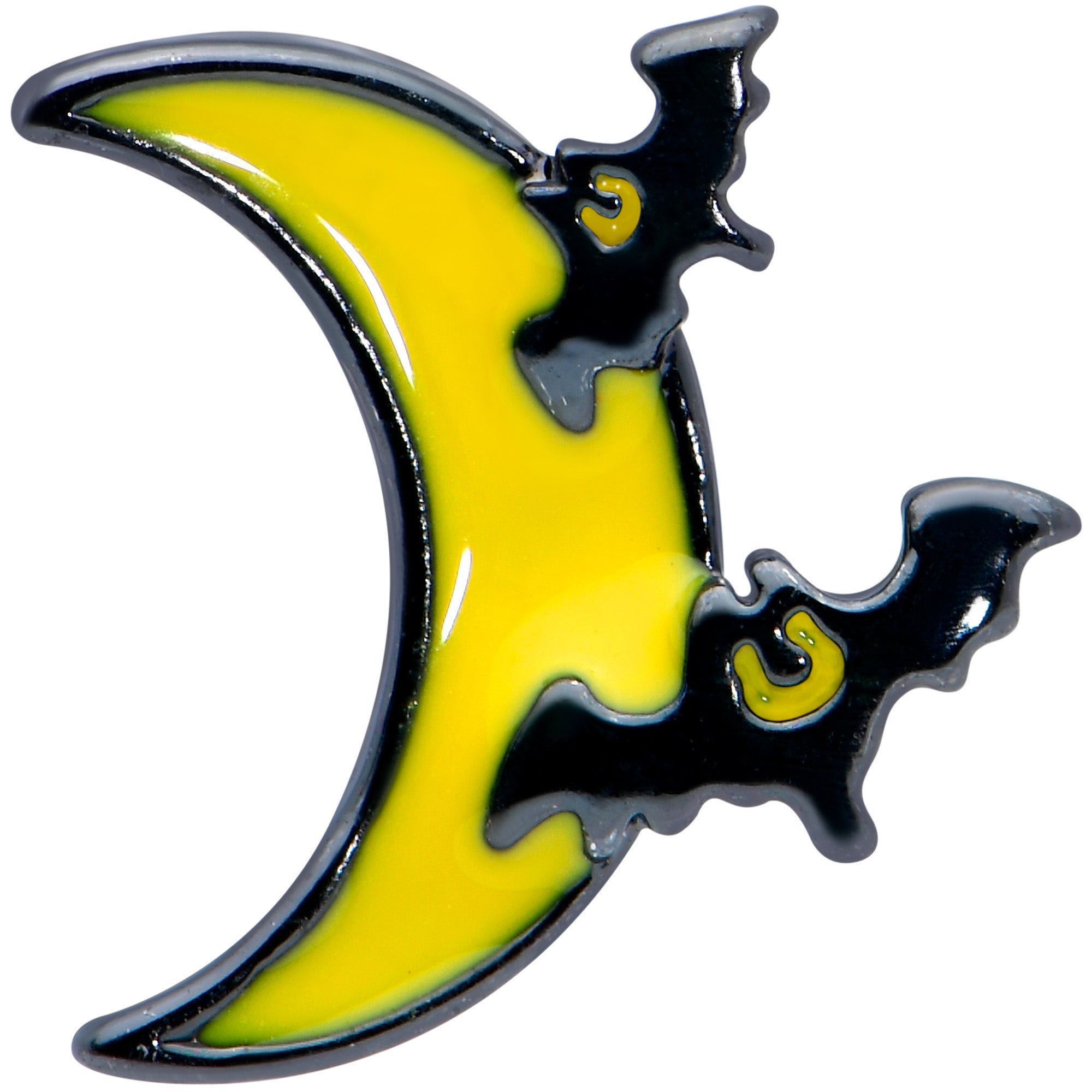 16G 1/4 Black Batty Moon Halloween Cartilage Tragus Earring