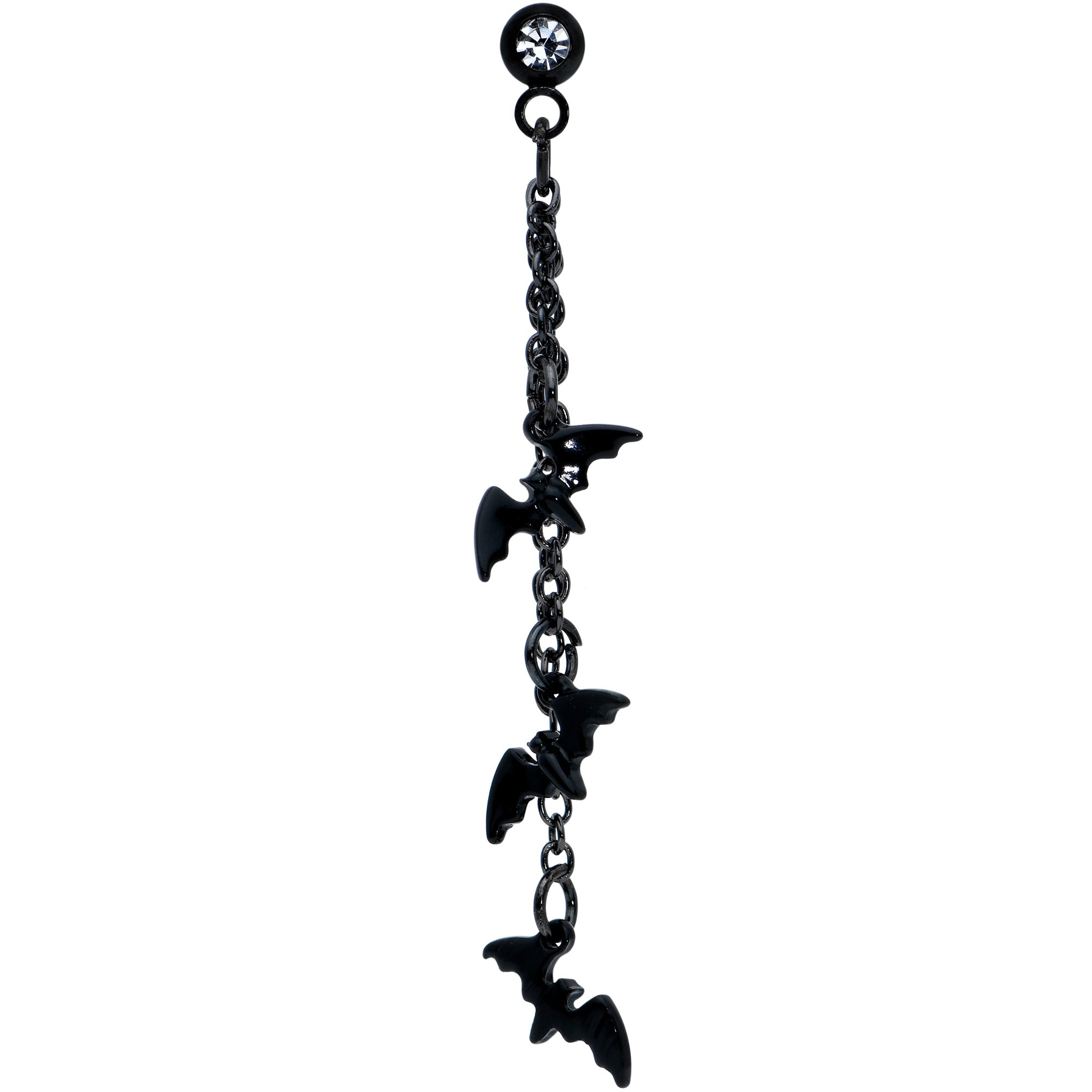 16G 1/4 Clear Gem Black Gone Batty Halloween Dangle Cartilage