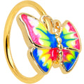 20G 5/16 Gold Tone Bright Butterfly Nose Hoop