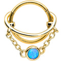 16G 3/8 Blue Synthetic Opal Gold Tone Saturn Hinged Segment Ring