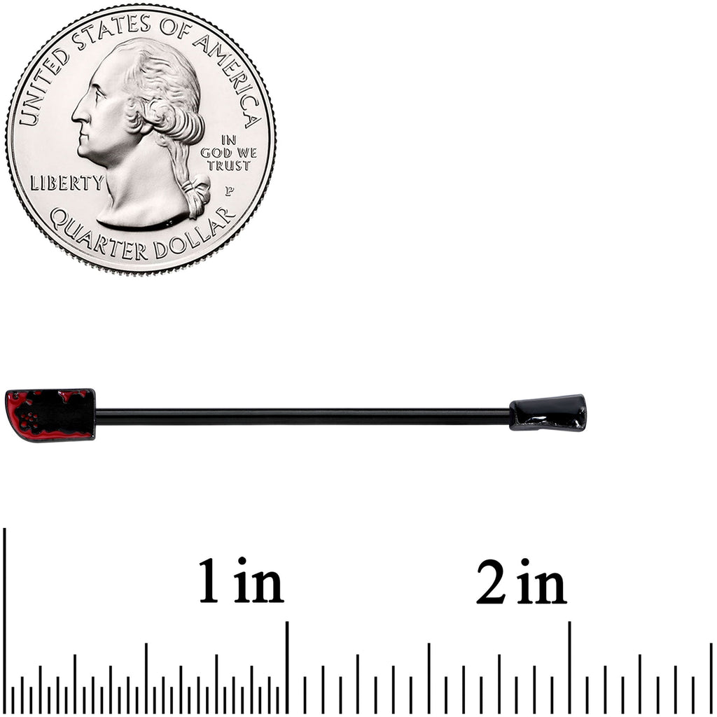 14G Black Bloody Axe Halloween Industrial Barbell 38mm