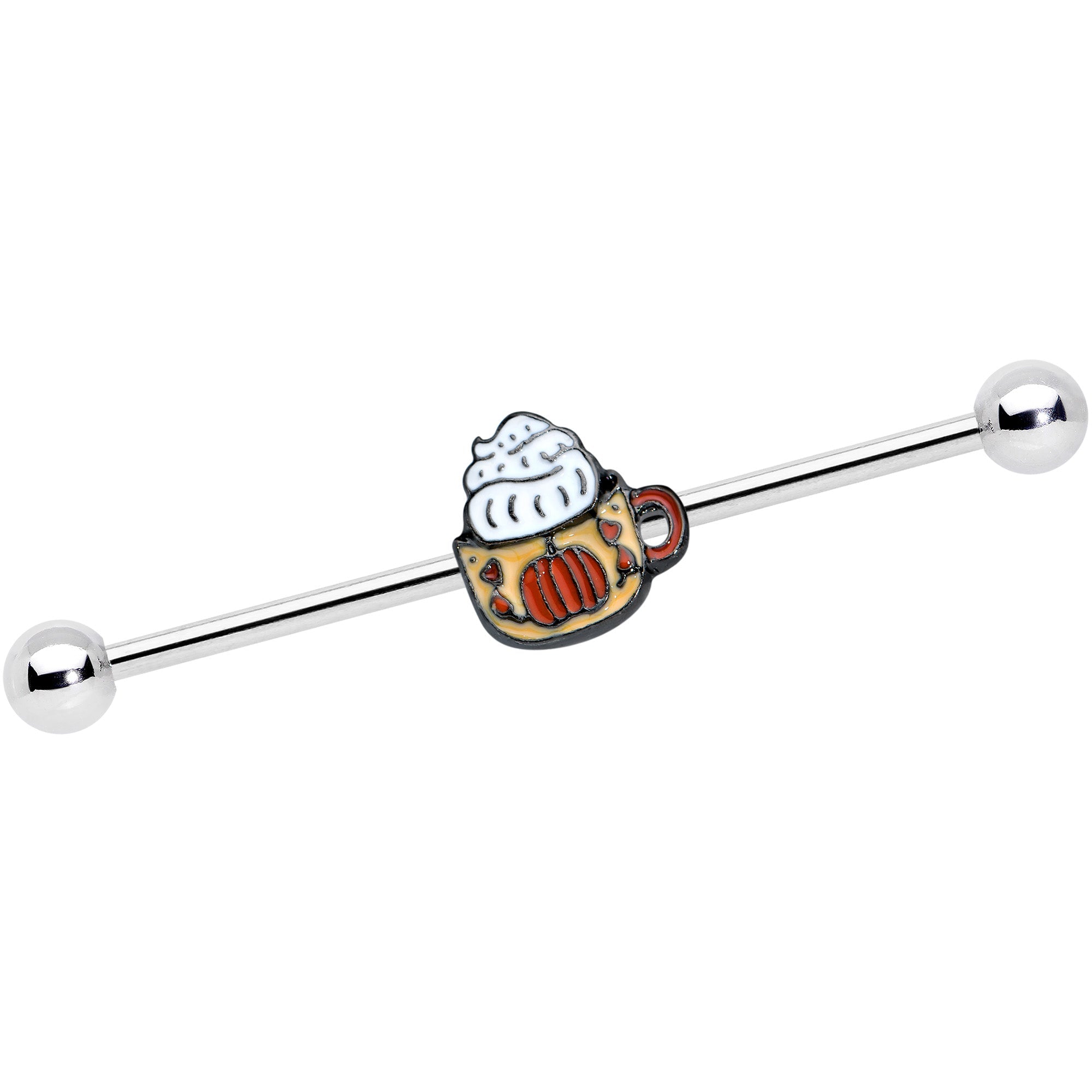 14G Pumpkin Spice Cappuccino Coffee Industrial Barbell 38mm