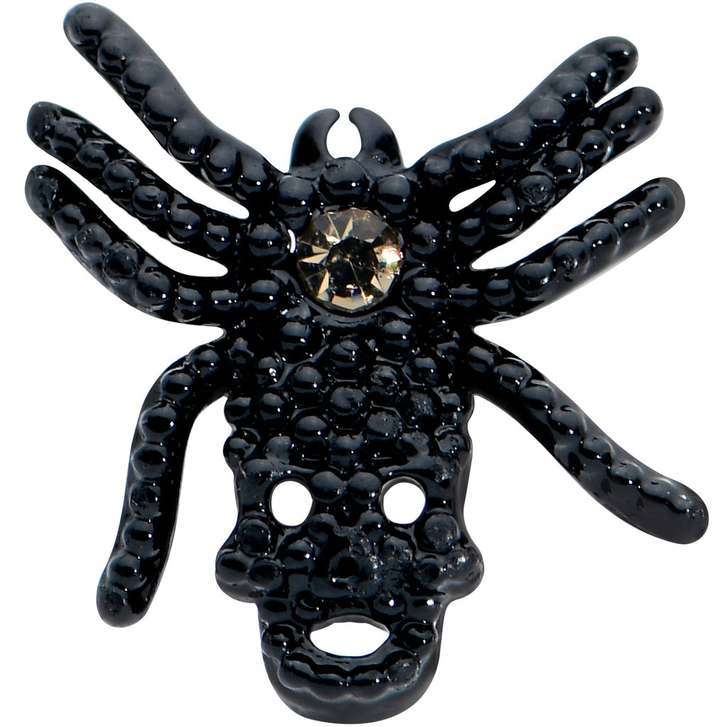 16G 5/16 Yellow Gem Black Spider Halloween Labret Monroe Tragus