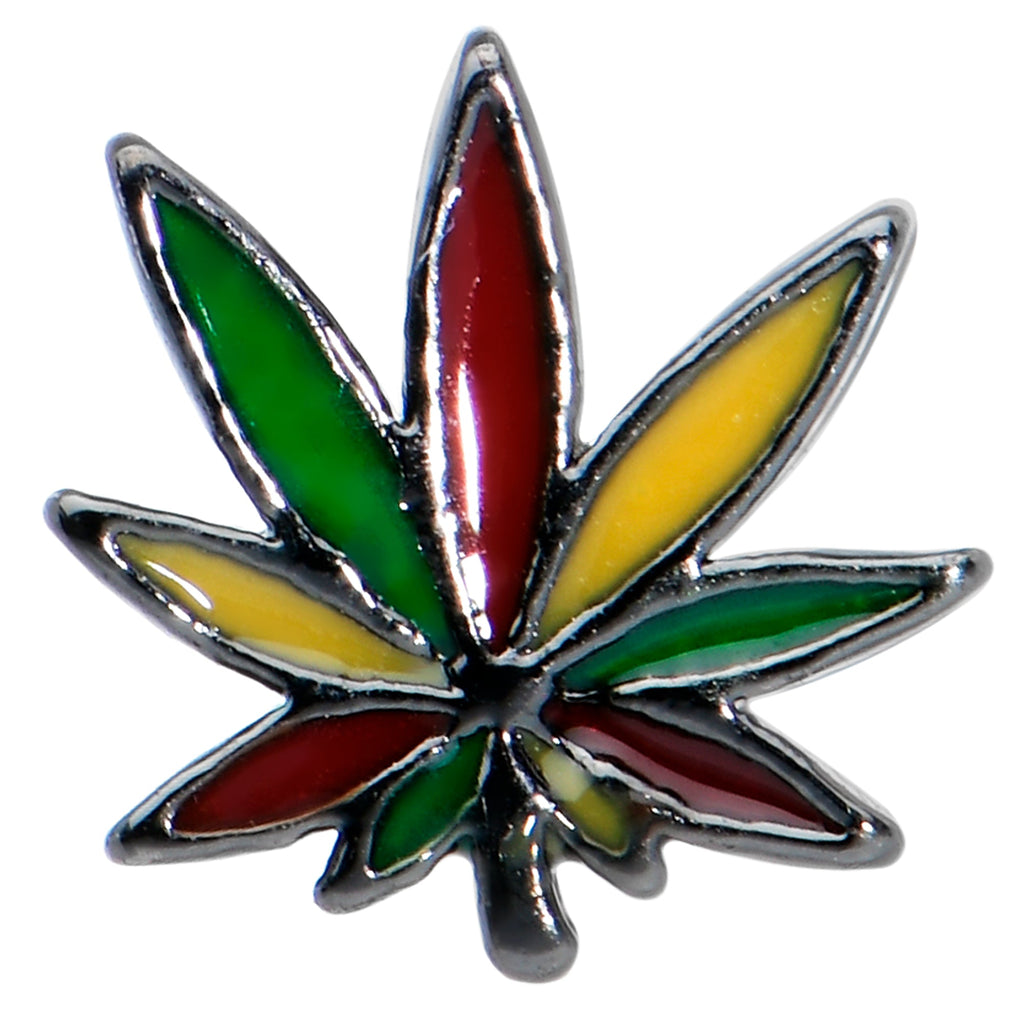 20G 1/4 Multicolor Pot Leaf L Shape Nose Ring