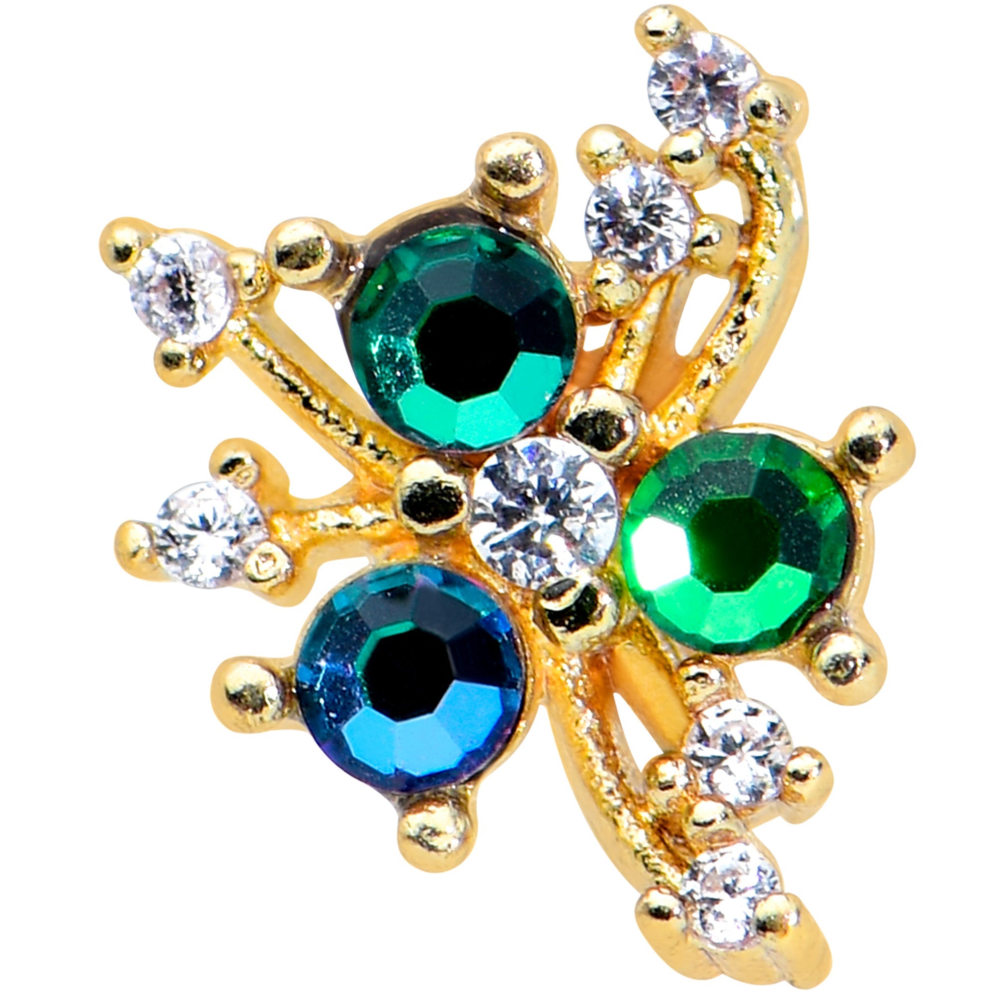 16G 5/16 Purple Tourmaline Gold Tone Spray Labret Monroe Tragus