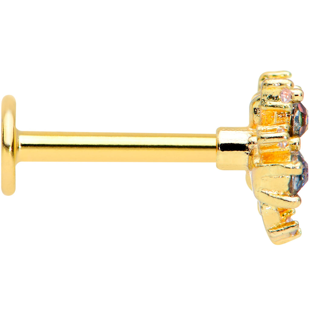 16G 5/16 Purple Tourmaline Gold Tone Spray Labret Monroe Tragus