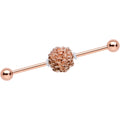 14G Rose Gold Tone Autumn Pine Cone Industrial Barbell 38mm