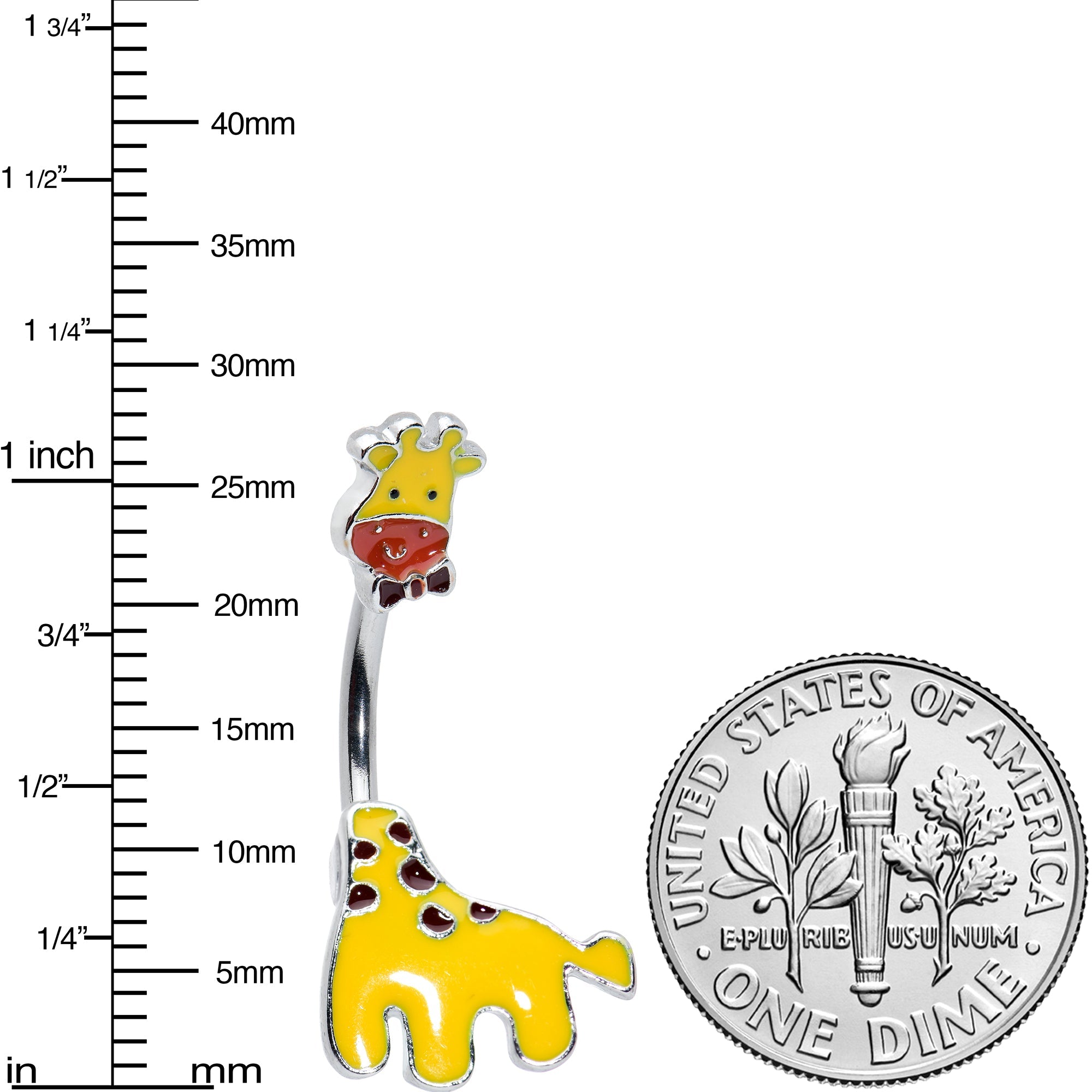 Yellow Red Bow Tie Giraffe Double Mount Belly Ring