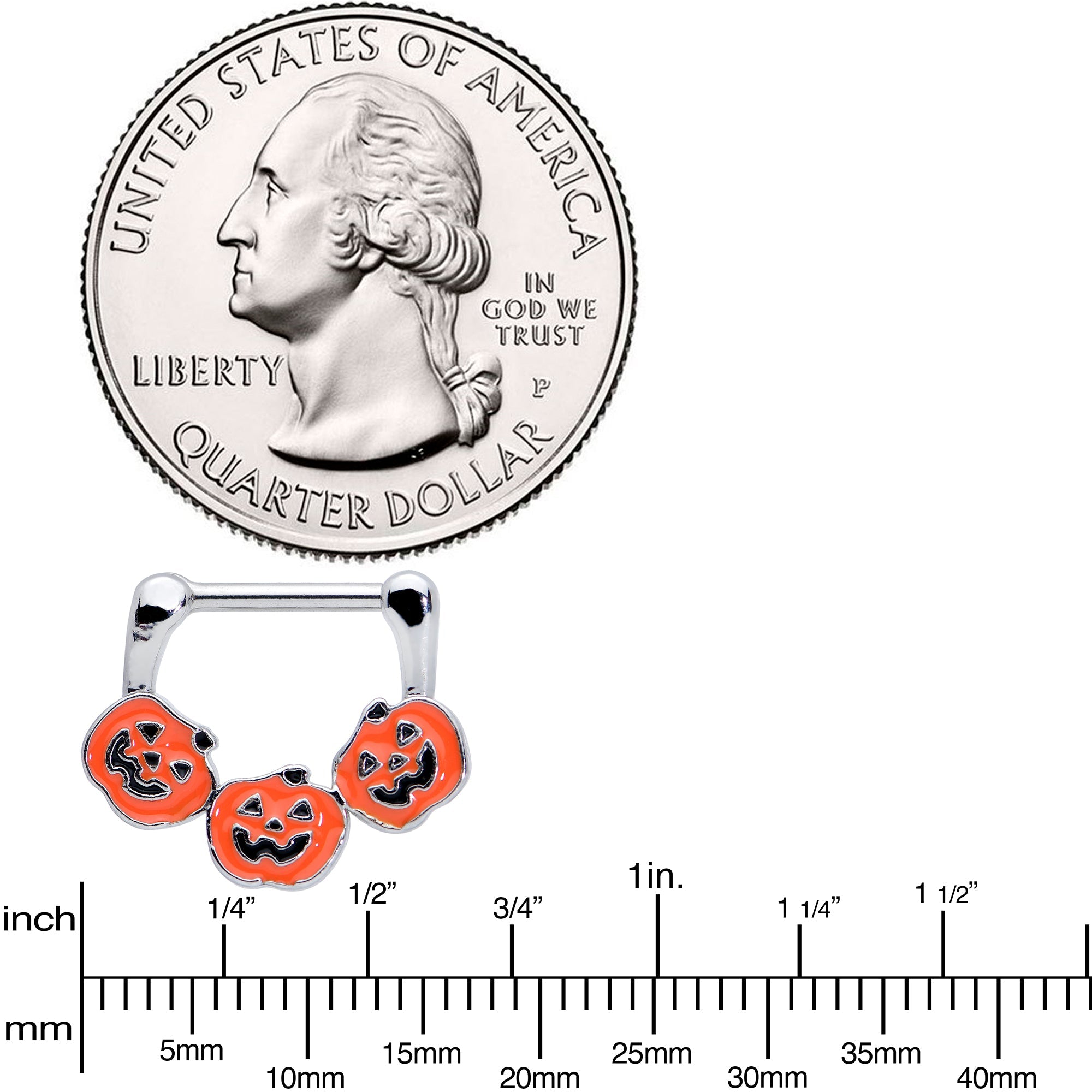 16G 5/16 Jack O Lantern Trio Pumpkin Halloween Cartilage Clicker