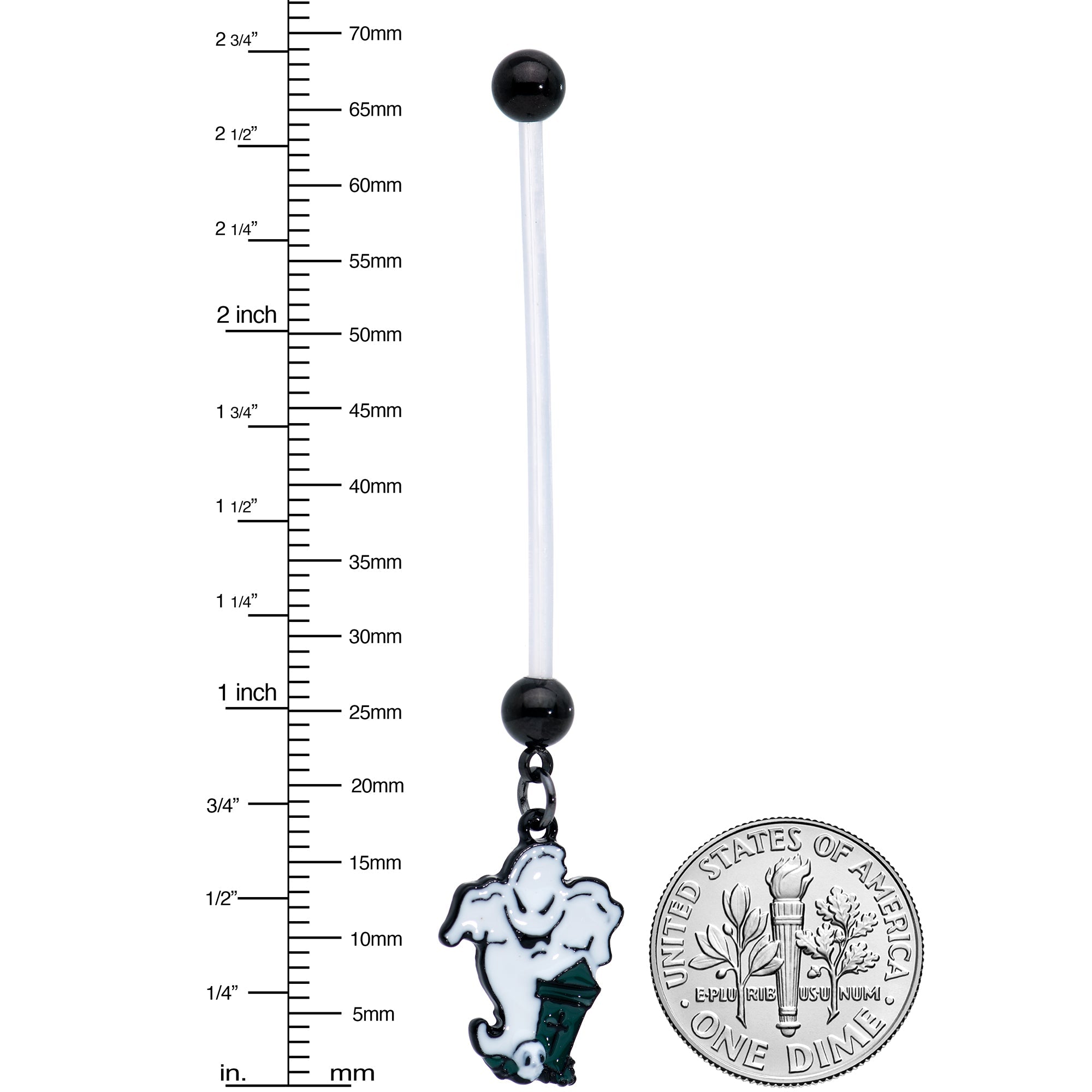 Clear Bioplast Graveyard Ghost Halloween Pregnancy Dangle Belly Ring