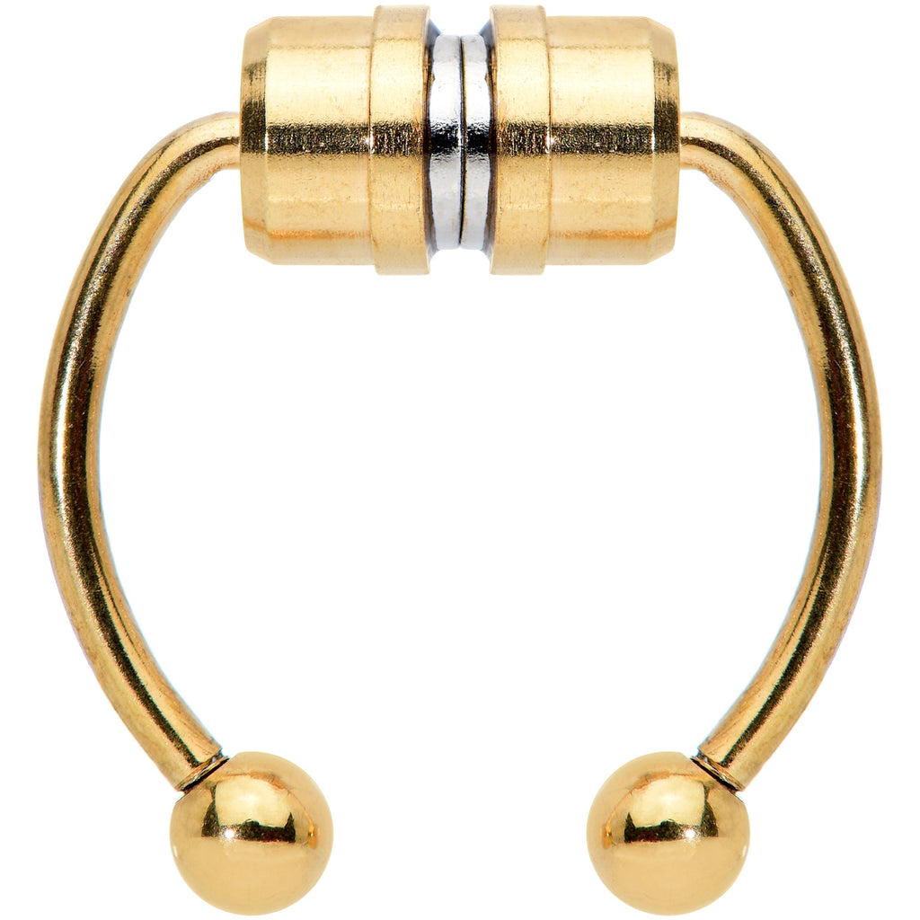 Gold Tone Magnetic Septum Ring Horseshoe Non-Pierced Fake Nose Ring