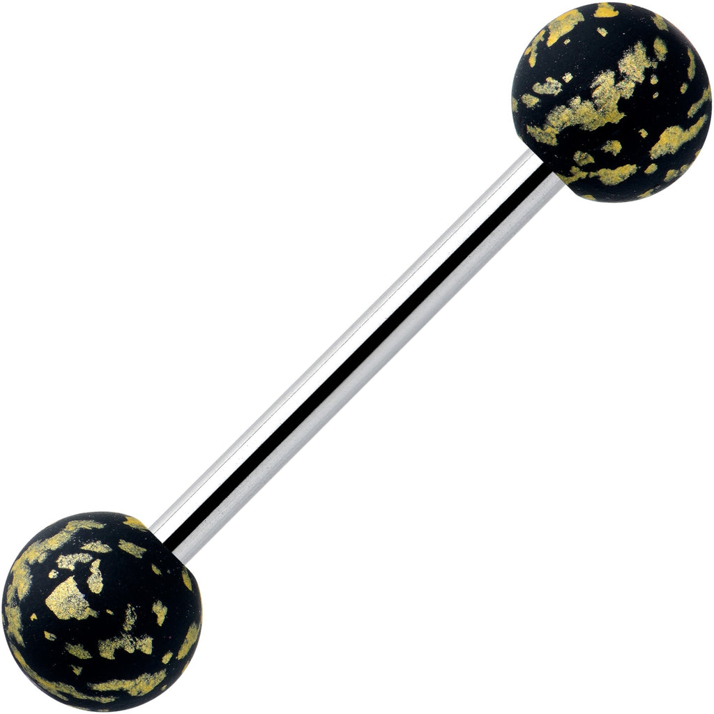 Matte Black Splatter Pattern Barbell Tongue Ring