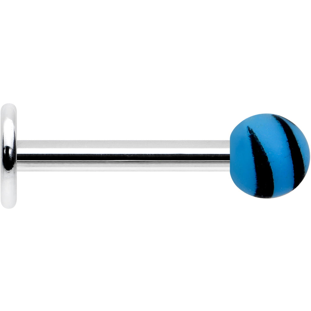 16G 5/16 Matte Blue Zebra Stripe Labret Monroe Tragus
