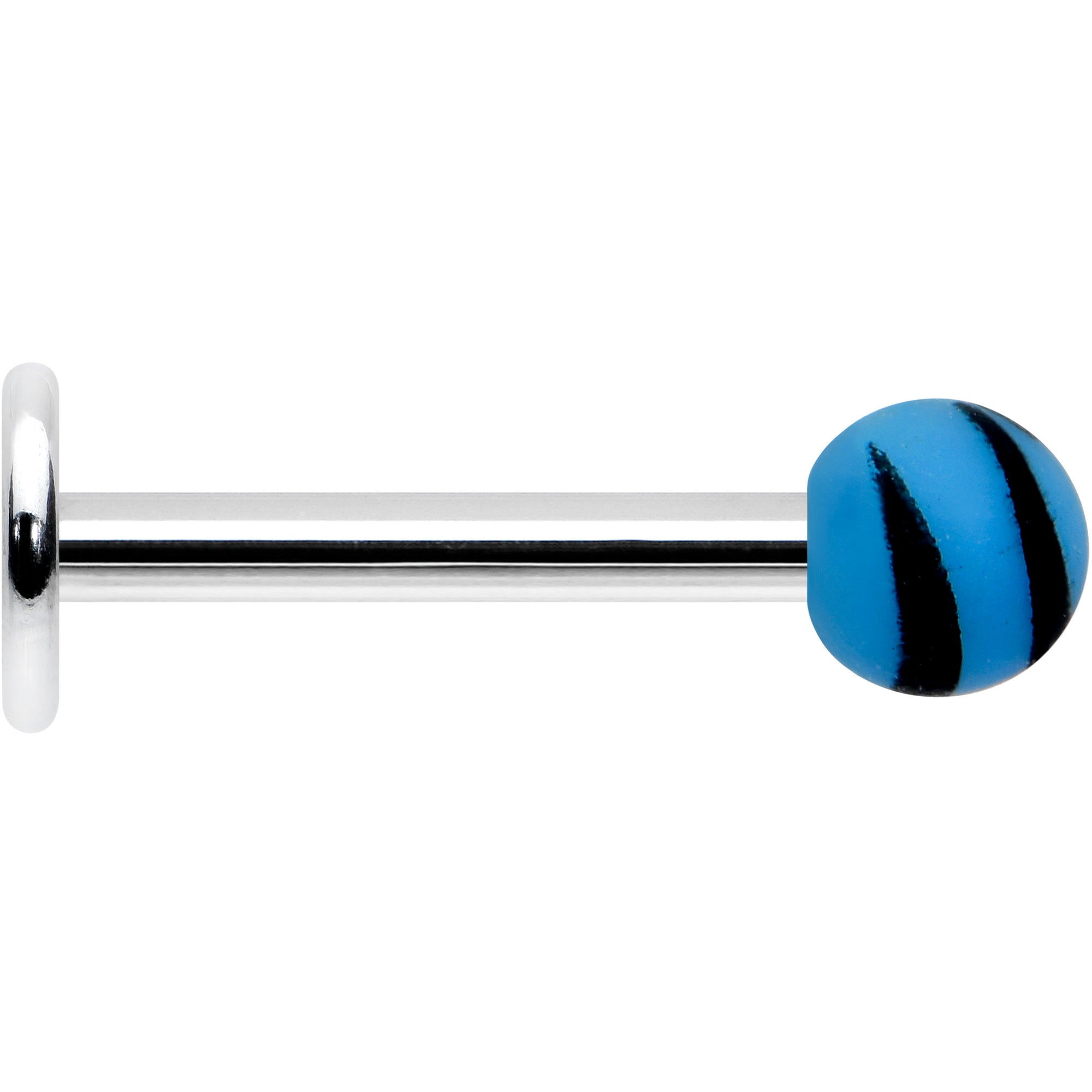 16G 5/16 Matte Blue Zebra Stripe Labret Monroe Tragus