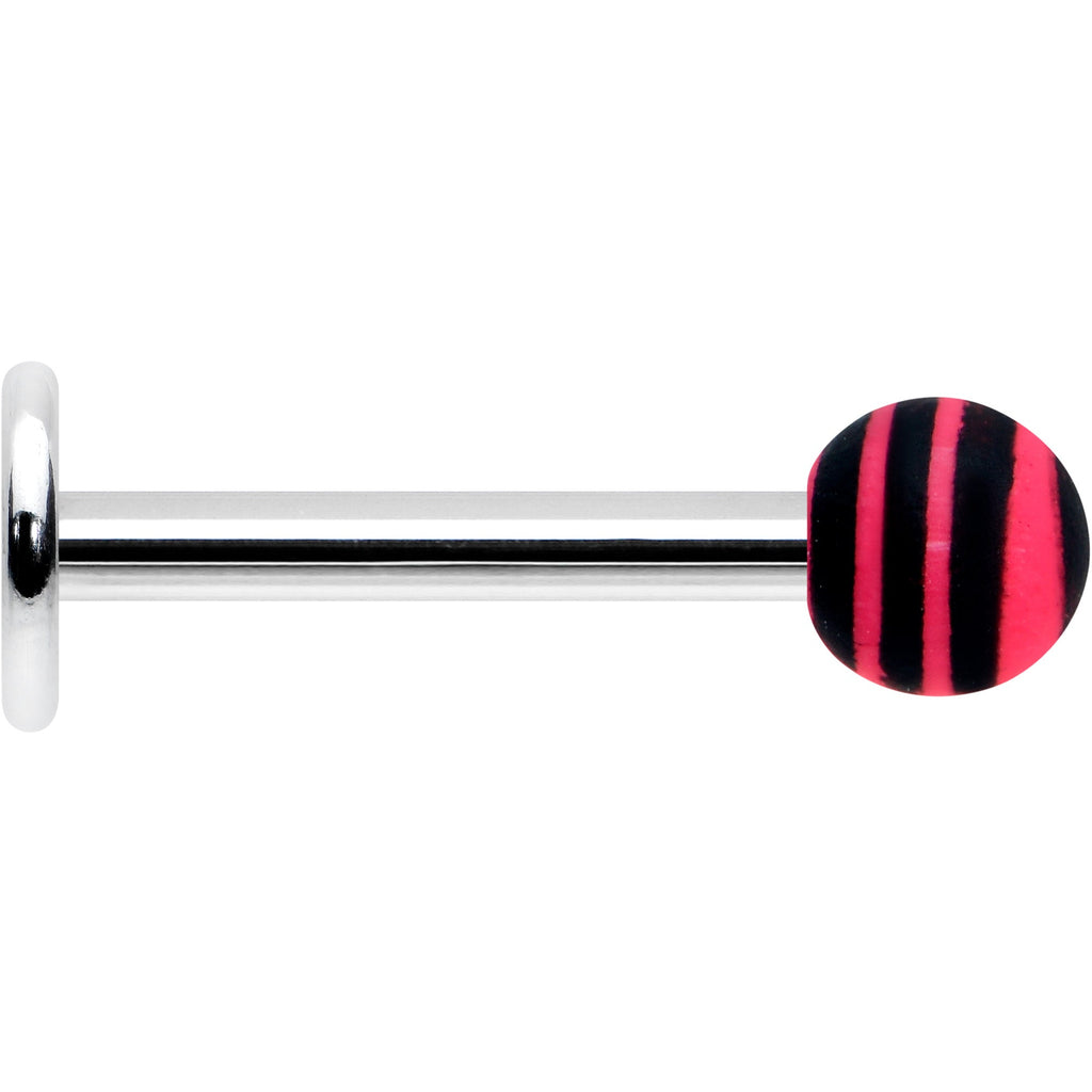 16G 5/16 Matte Pink Zebra Stripe Labret Monroe Tragus