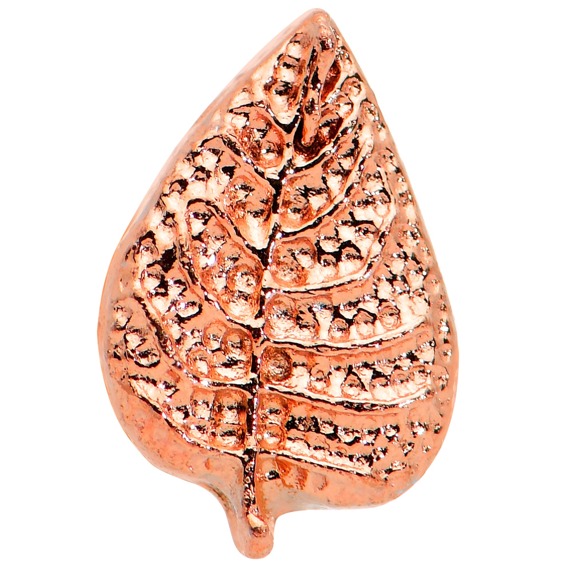 16G 5/16 Rose Gold Tone Autumn Textured Leaf Labret Monroe Tragus