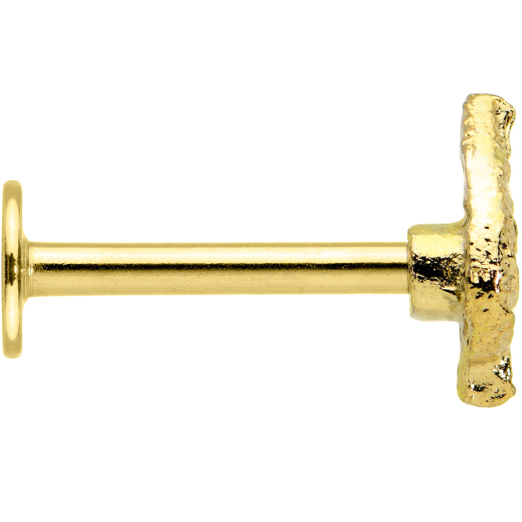 16G 5/16 Gold Tone Autumn Textured Leaf Labret Monroe Tragus