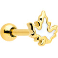 16G 1/4 Gold Tone Fall White Maple Leaf Cartilage Tragus Earring