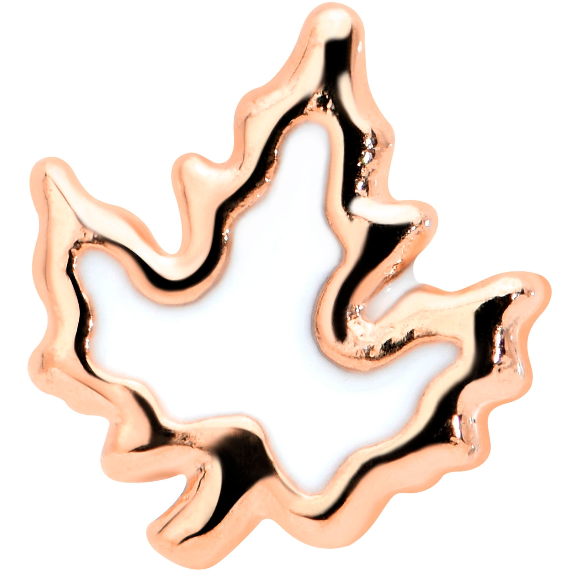 16G 1/4 Rose Gold Tone Fall White Maple Leaf Cartilage Tragus