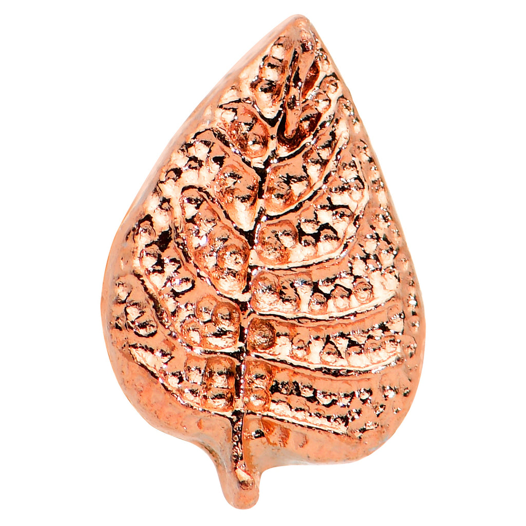 16G 1/4 Rose Gold Tone Fall Texture Leaf Cartilage Tragus Earring