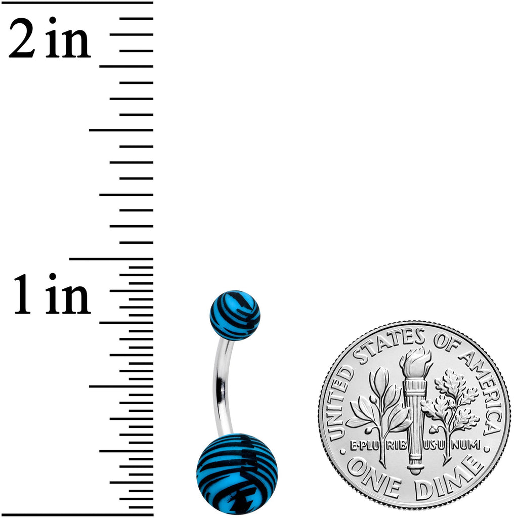 Matte Blue Zebra Stripe Belly Ring