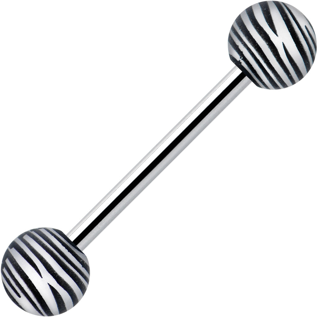 Matte Black Zebra Stripe Barbell Tongue Ring