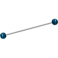 14G Matte Blue Zebra Stripe Industrial Barbell 38mm