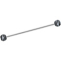 14G Matte White Zebra Stripe Industrial Barbell 38mm