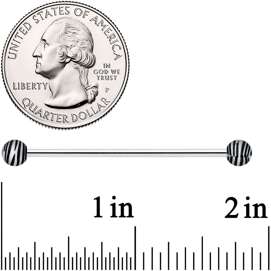 14G Matte Black Zebra Stripe Industrial Barbell 38mm