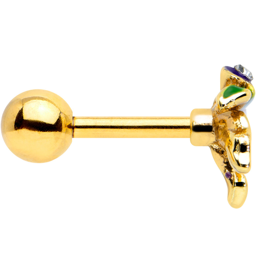 16G 1/4 Clear Gem Gold Tone Iris Flower Cartilage Tragus Earring