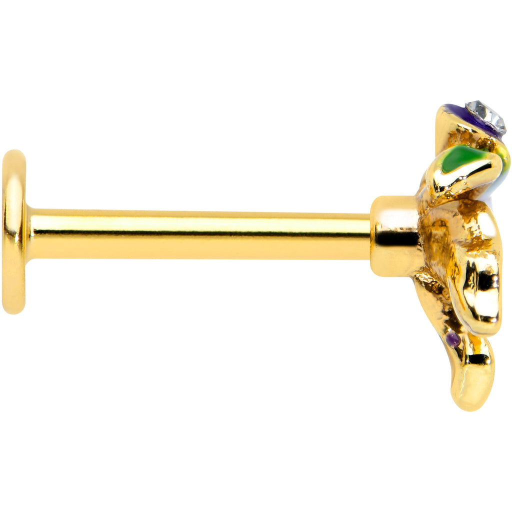 16G 5/16 Clear Gem Gold Tone Iris Flower Labret Monroe Tragus