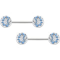 14G 1/2 Blue Gem Geometric Blues Barbell Nipple Ring Set