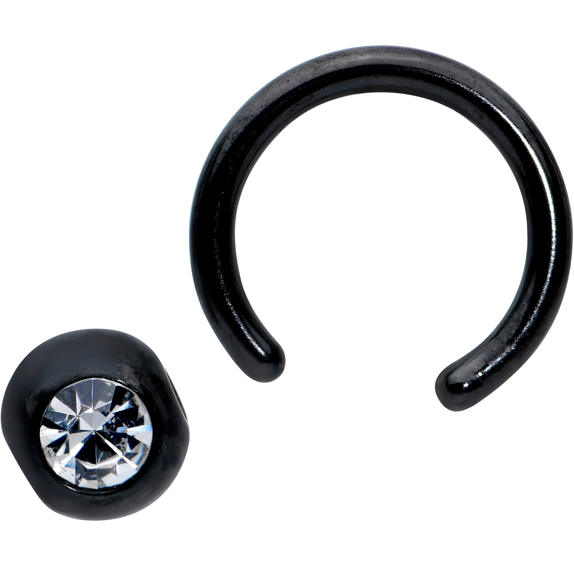 18G 1/4 Clear Gem Black Classic BCR Captive Bead Ring