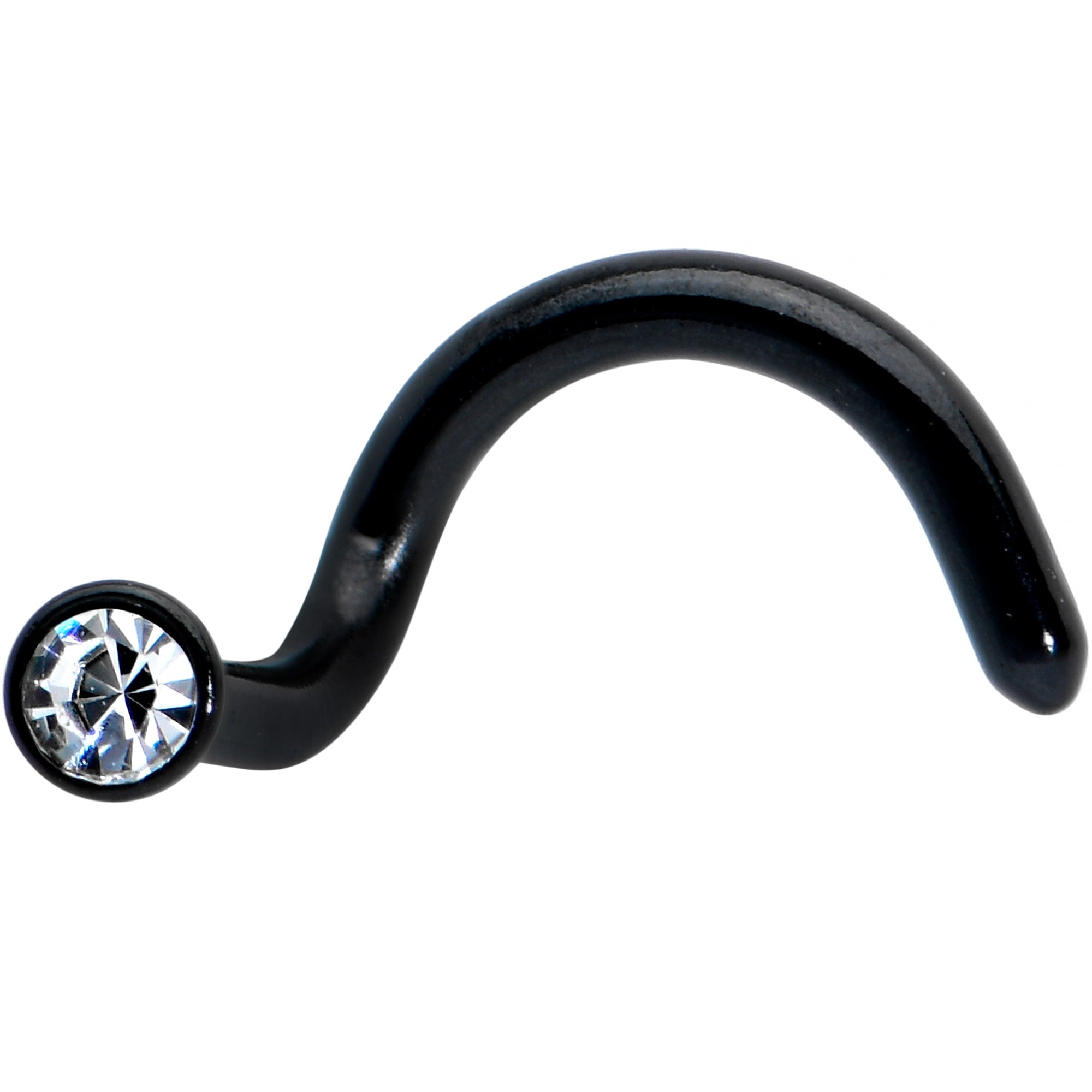 18G 1/4 Clear Gem Black 2mm End Left Nose Screw