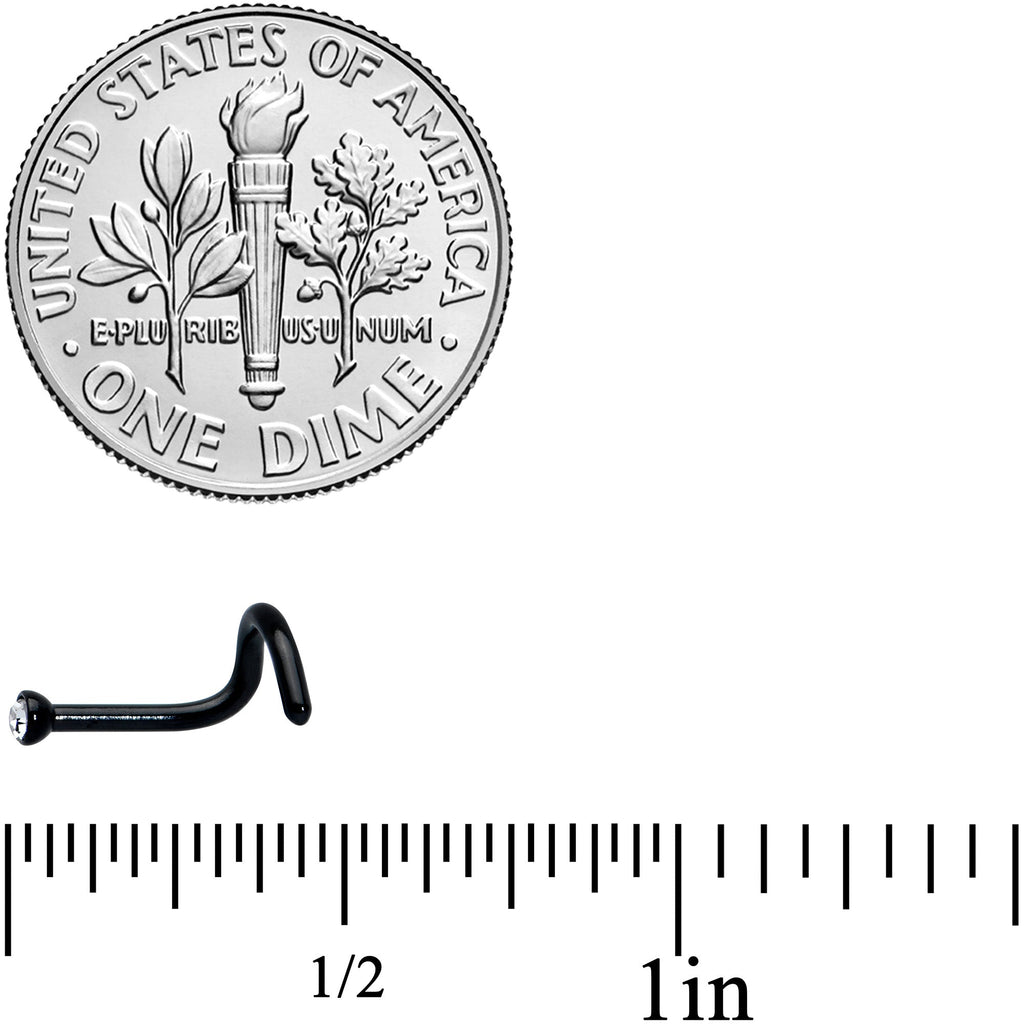18G 1/4 Clear Gem Black 2mm End Left Nose Screw