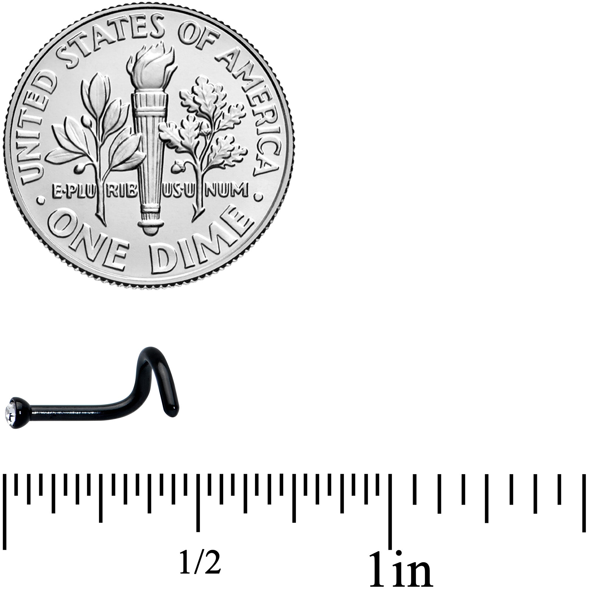 18G 1/4 Clear Gem Black 2mm End Left Nose Screw